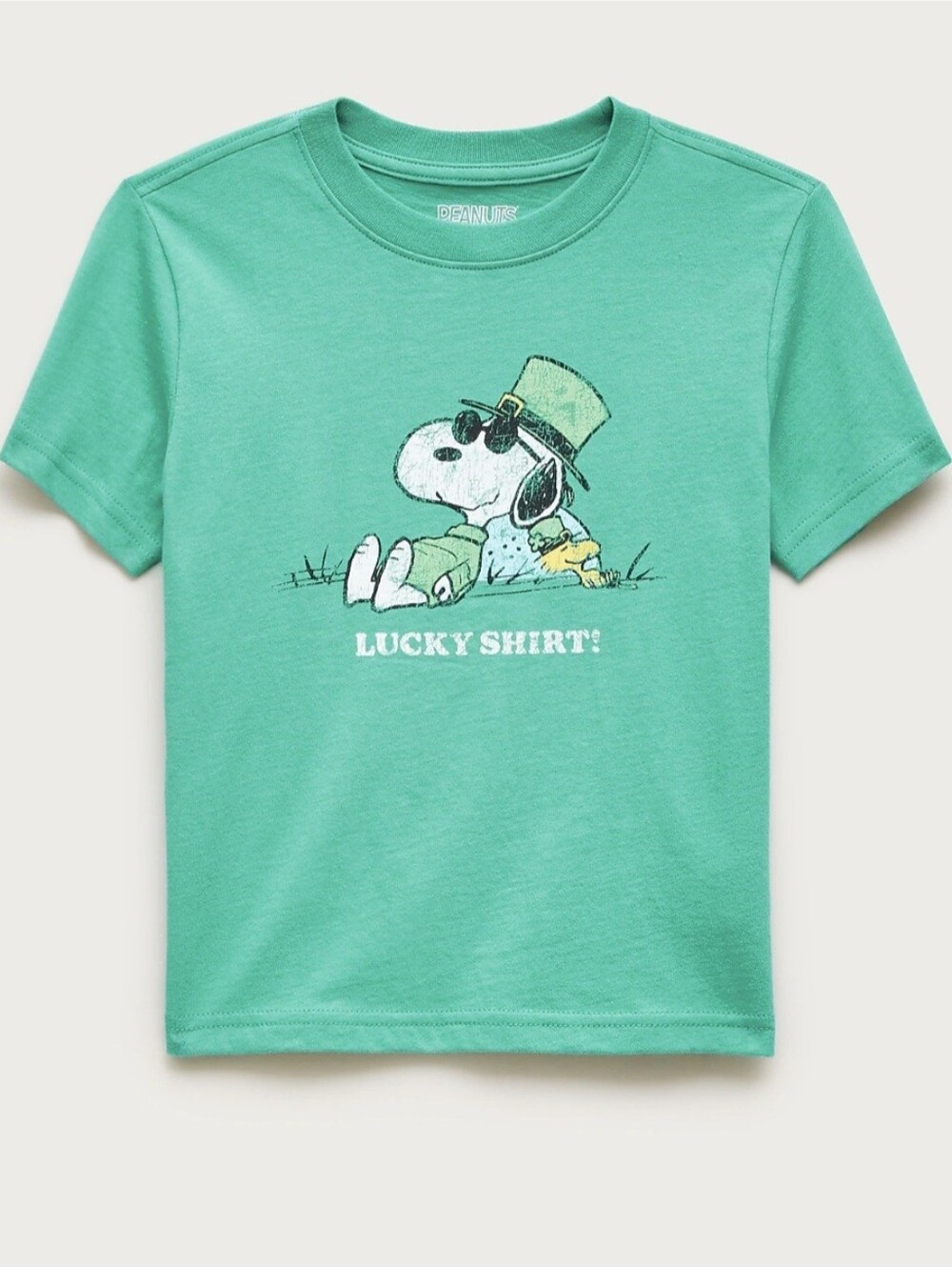 J.Crew XJ.Crew Snoopy Kids' Lucky Graphic T-Shirt - Green SM 6/7 SO